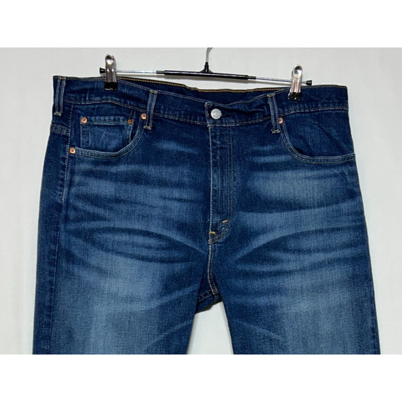 Levis 569 Jeans Mens 38x32 Blue Dark Wash Straight Leg Stretch Workwear Denim - Picture 2 of 9